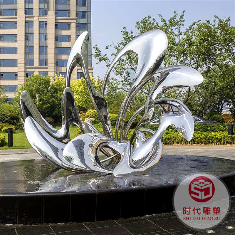 不銹鋼雕塑定制鏡面浪花鹿公園地產(chǎn)園林景觀(guān)大型廣場(chǎng)水景月亮擺件