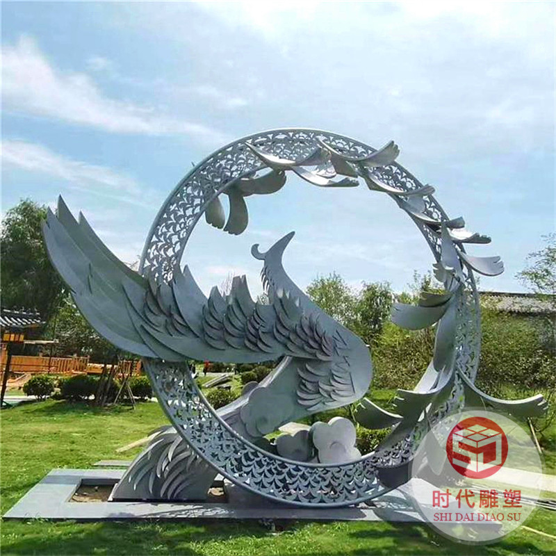 大型不銹鋼校園騰飛雕塑定制園林廣場地標(biāo)景觀售樓部金屬白鋼擺件