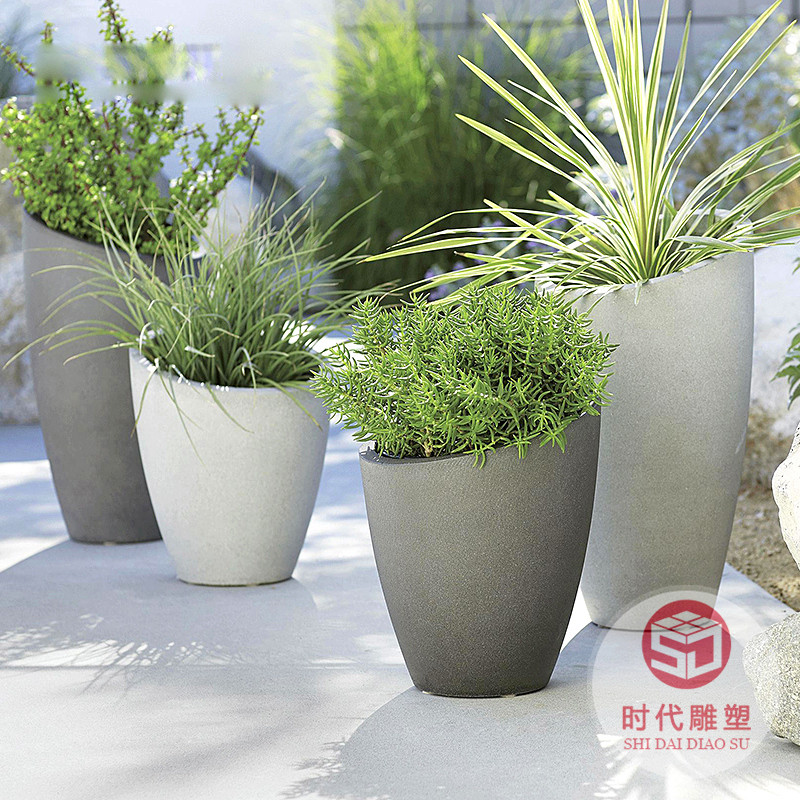 定制玻璃鋼簡(jiǎn)約商業(yè)組合花盆酒店商場(chǎng)民宿美陳區(qū)創(chuàng)意圓形花瓶擺件