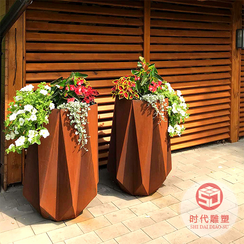 玻璃鋼花盆定制戶外園林景觀圓形大花缽商場(chǎng)花器花槽花池特大花箱