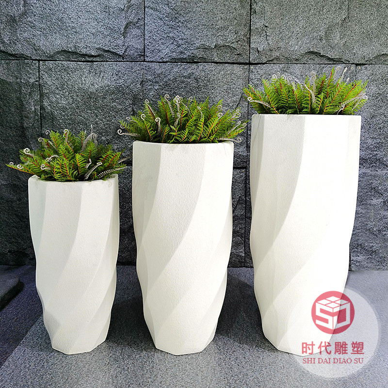 現(xiàn)貨商場(chǎng)美陳玻璃鋼花盆組大花瓶售樓部酒店別墅戶外裝飾花器廠家