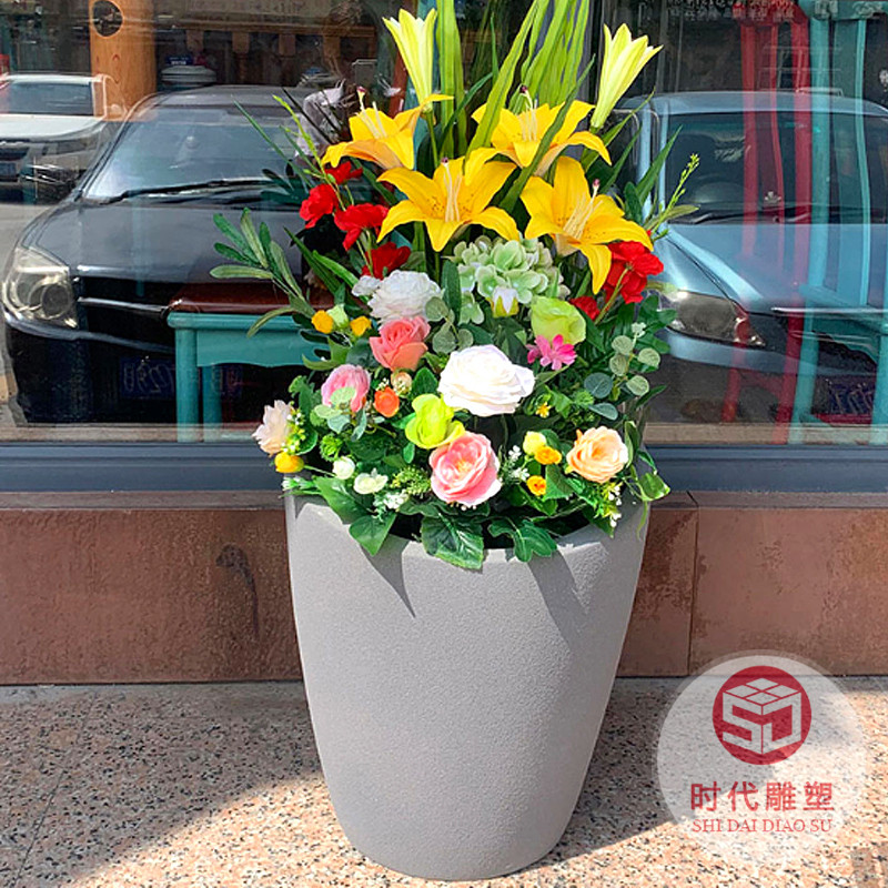 玻璃鋼花盆商場(chǎng)美陳花器戶外廣場(chǎng)落地大花瓶組合裝飾花缽廠家直銷(xiāo)