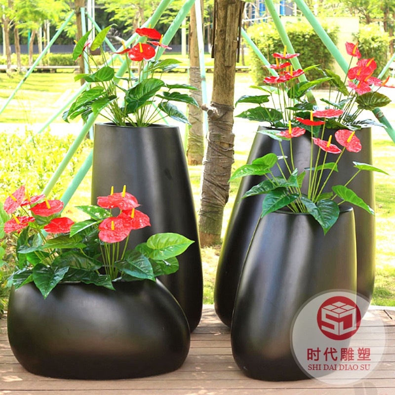 玻璃鋼花盆定制大門(mén)口裝飾花箱商場(chǎng)售樓部大花缽景觀綠化廠家直銷(xiāo)