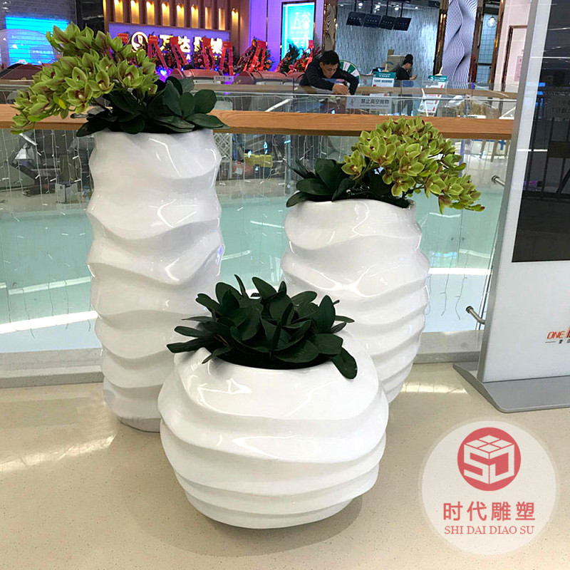 商場玻璃鋼花盆戶外大花箱玻璃纖維油漆花瓶酒店廣場公園小區(qū)學(xué)校