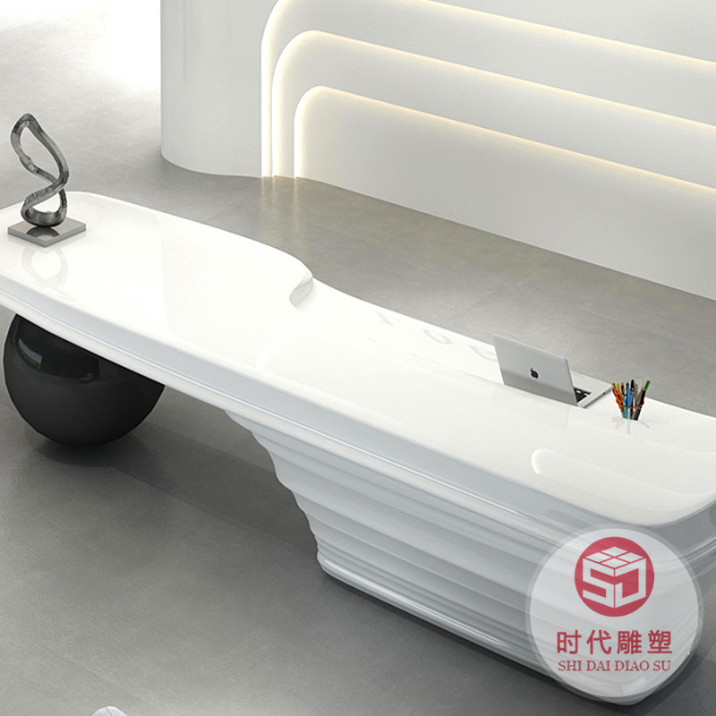 烤漆前臺(tái)簡(jiǎn)約異型接待臺(tái)玻璃鋼定制迎賓臺(tái)創(chuàng)意弧形美容院創(chuàng)意吧臺(tái)