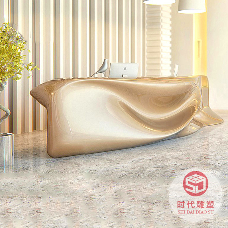 創(chuàng)意異形玻璃鋼烤漆前臺(tái)大型公司訂做大堂接待售樓部服務(wù)吧臺(tái)定制