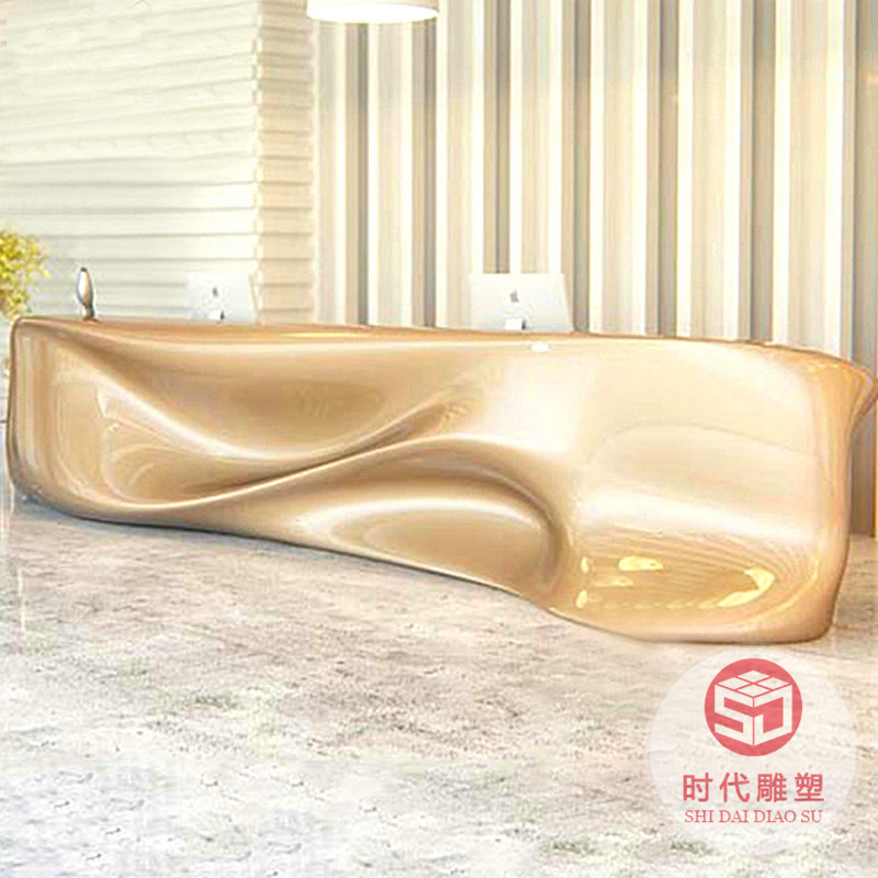 玻璃鋼異形前臺(tái)公司接待臺(tái)售樓部美陳發(fā)光創(chuàng)意吧臺(tái)酒店烤漆收銀臺(tái)