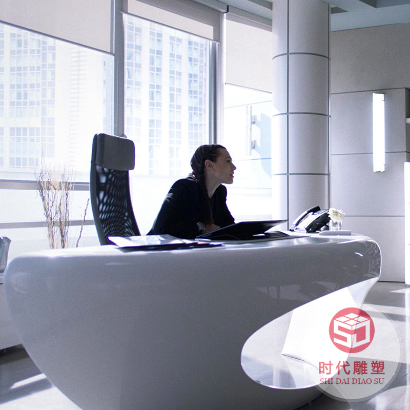定制大型創(chuàng)意異形玻璃鋼烤漆前臺(tái)公司大堂接待臺(tái)售樓部服務(wù)臺(tái)吧臺(tái)
