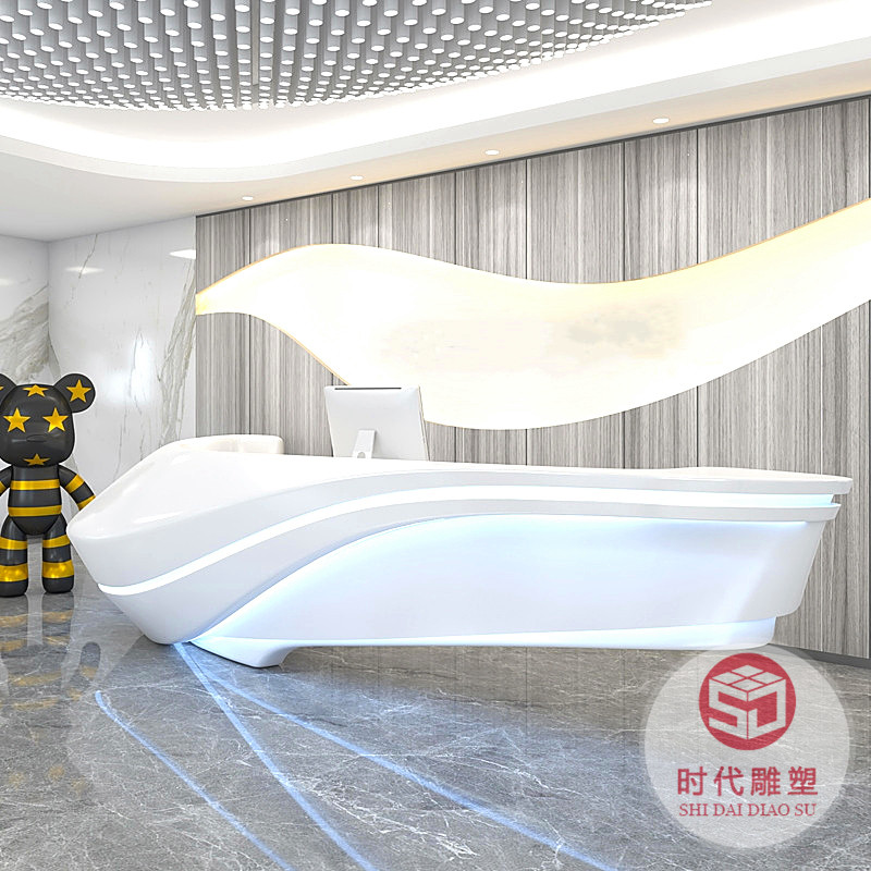 玻璃鋼接待前臺引導(dǎo)服務(wù)咨詢前高端烤漆現(xiàn)代收銀吧臺迎賓公司定制