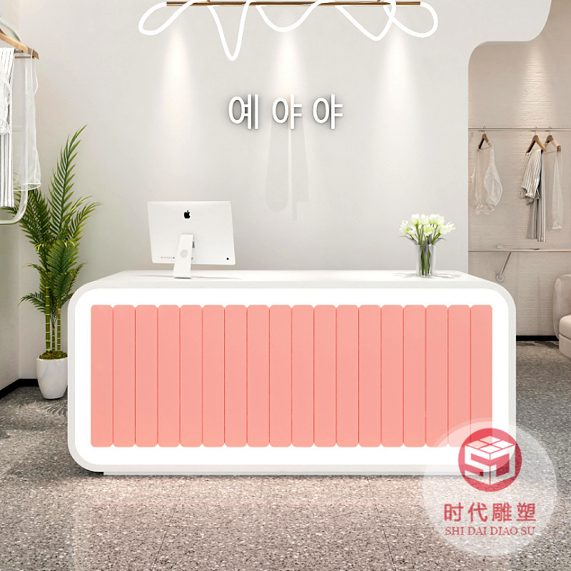 現(xiàn)代創(chuàng)意公司大堂接待前臺異形玻璃鋼烤漆服務(wù)吧臺商場酒店收銀臺