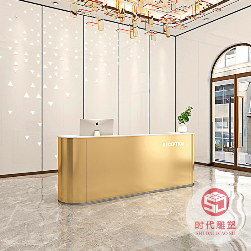現(xiàn)代創(chuàng)意公司大堂接待前臺異形玻璃鋼烤漆服務(wù)吧臺商場酒店收銀臺