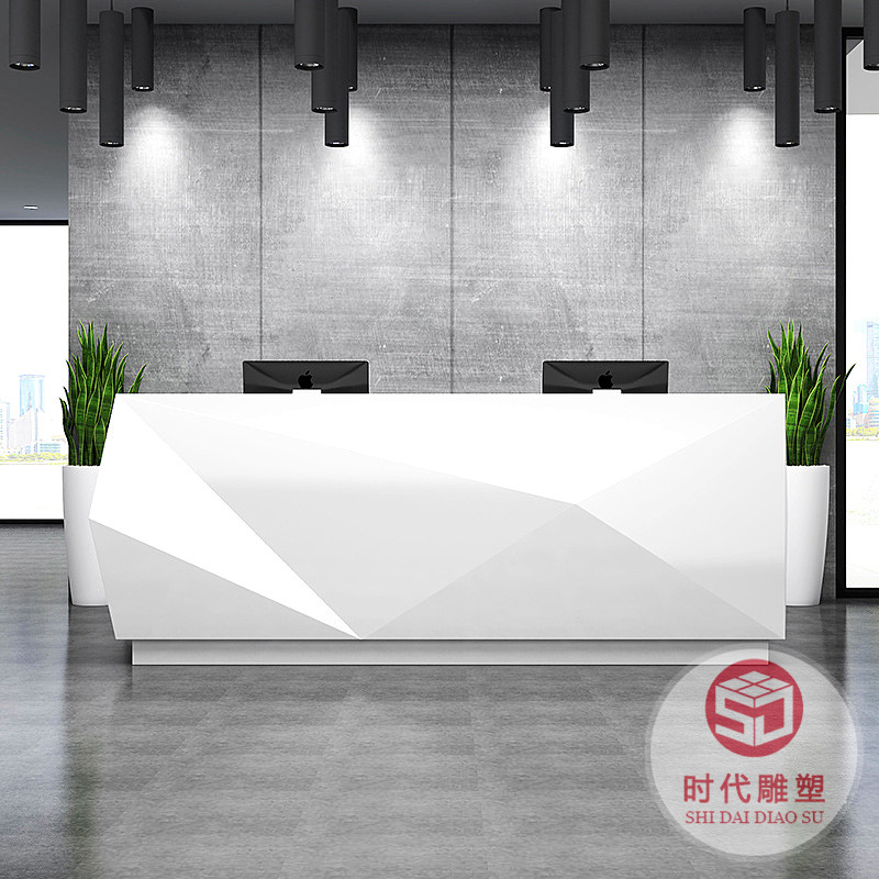 酒店美陳商場服務(wù)前臺玻璃鋼辦公家具創(chuàng)意藝術(shù)波浪形吧臺生產(chǎn)廠家