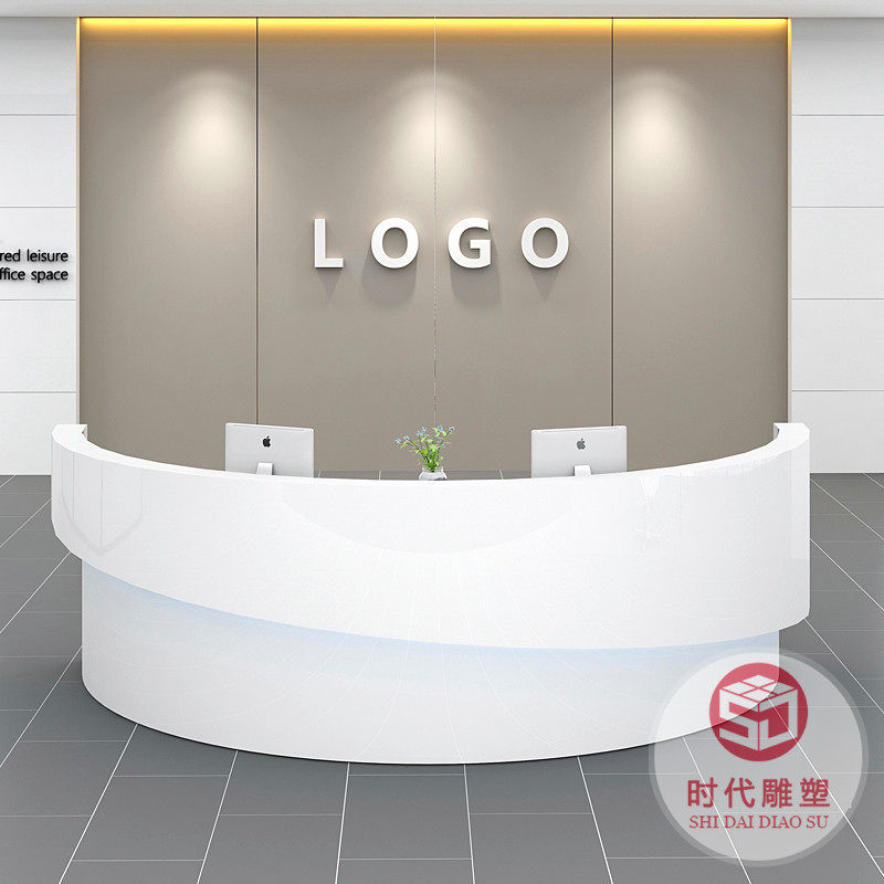 玻璃鋼前臺異形創(chuàng)意服務(wù)臺酒店公司大廳接待臺弧形藝術(shù)收銀臺定制