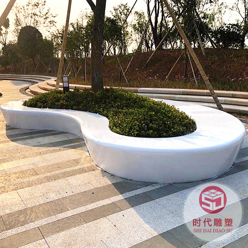 戶外玻璃鋼座椅公園廣場(chǎng)休息區(qū)異形長(zhǎng)條坐凳園林景觀大型花壇樹池
