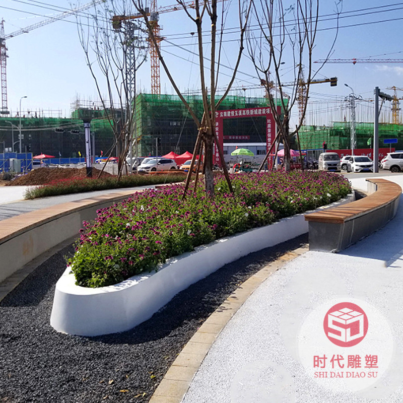 不銹鋼雕塑異型不銹鋼樹池坐凳玻璃鋼廣場公園花池圍邊不銹鋼雕塑