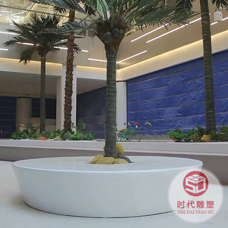 戶外商場(chǎng)創(chuàng)意樹池坐凳公共休閑等候椅子景觀異形長凳玻璃鋼座椅